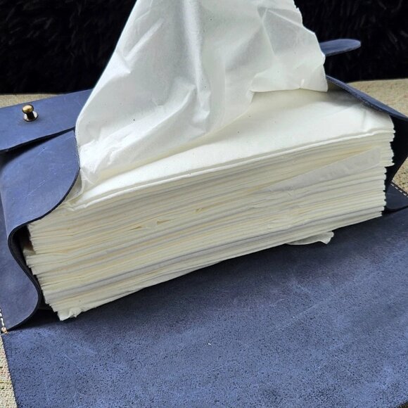 Genuine Leather Tissue Box Handmade Blue Leather Box for Tissue New - Picture 11 of 14